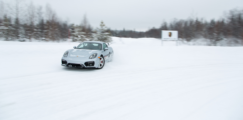 Cayman GTS, sideways. Photo credit: Porsche
